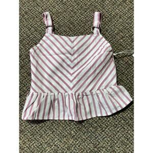 Btween Girls Size 8 Top Sleeveless Striped White And Pink NWT